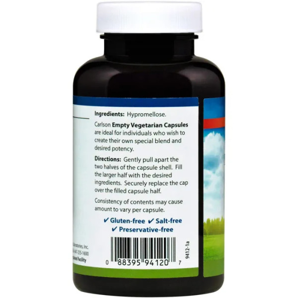 Пустые растительные капсулы №2, Capsules, Carlson, 200 шт.