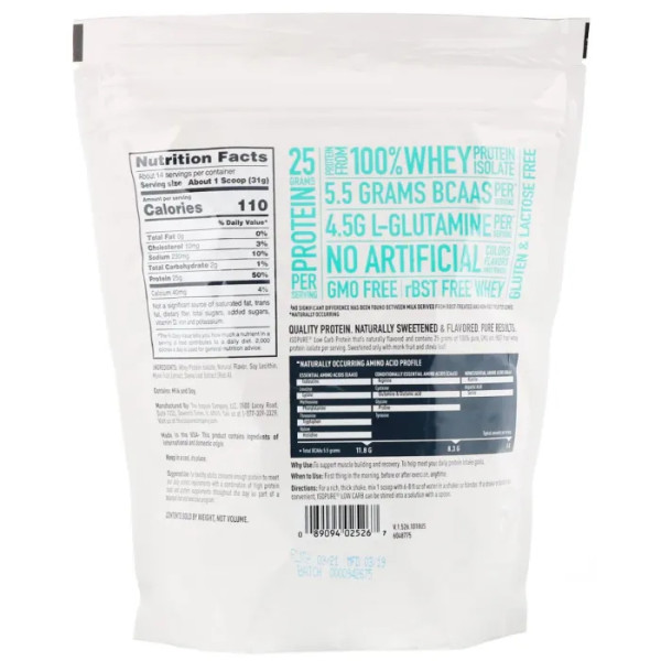 Протеїн, Low Carb Protein, Isopure, з низьким вмістом вуглеводів, таїтянська ваніль, 454 г