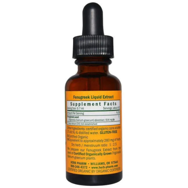 Пажитник, екстракт, Fenugreek, Herb Pharm, органік, 30 мл