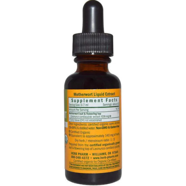 Собача кропива кропива, екстракт, Motherwort, Herb Pharm, органік, 30 мл