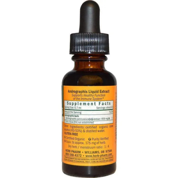 Андрографіс, екстракт, Andrographis, Herb Pharm, органік, 30 мл