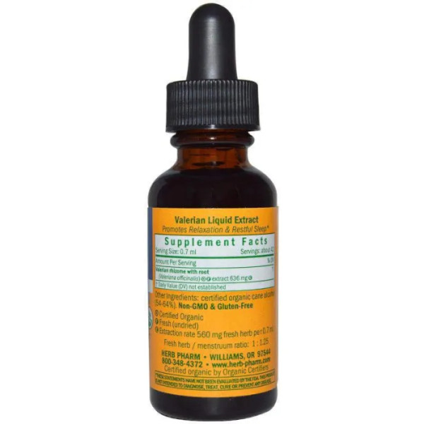 Валеріана, екстракт коріння, Valerian, Herb Pharm, органік, 30 мл