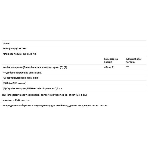 Валеріана, екстракт коріння, Valerian, Herb Pharm, органік, 30 мл