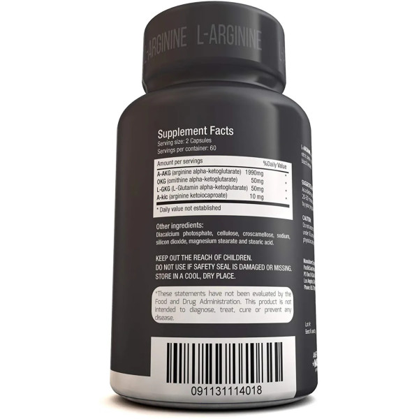 Амінокислоти, L Arginine, PacificCoast NutriLabs, 2100 мг, 120 капсул