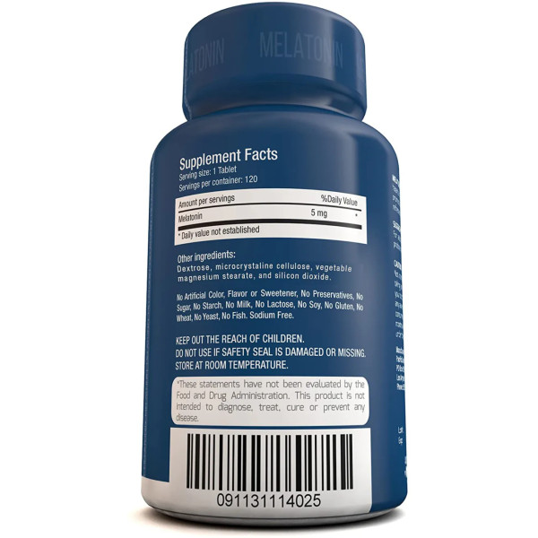 Мелатонін, Melatonin, PacificCoast, 5 мг, 120 жувальних таблеток