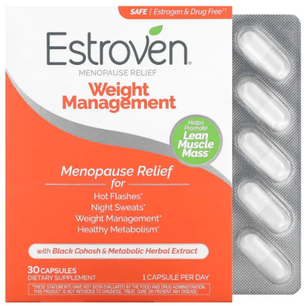 Менопауза, управління вагою, Menopause Relief, Estroven, 30 капсул