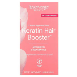 Кератин для росту волосся з біотином та ресвератролом, ReserveAge Nutrition Keratin Hair Booster, 60 капсул