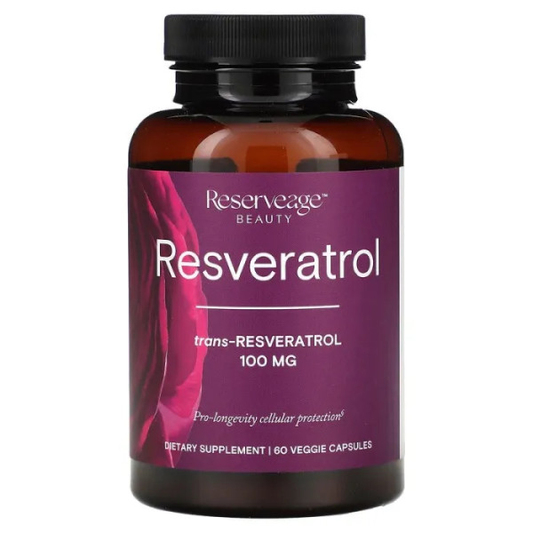 Ресвератрол, Resveratrol, ReserveAge Nutrition, 100 мг, 60 растительных капсул
