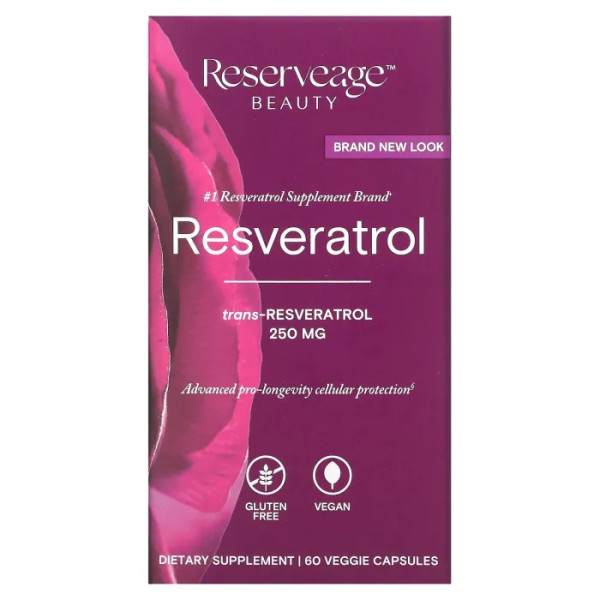 Ресвератрол, Resveratrol, ReserveAge Nutrition, 250 мг, 60 вегетаріанських капсул