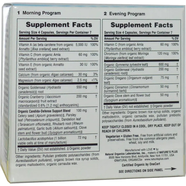Противокандидное средство, Candida Cleanse, Nature's Plus, программа на 7 дней, 2 банки по 28 капсул