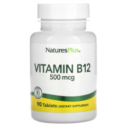 Витамин B12 500 мкг, Vitamin B-12 Nature's Plus, 90 таблеток