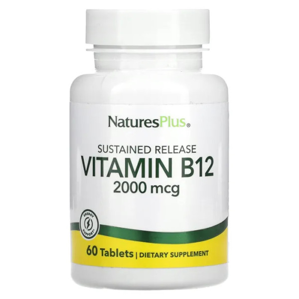 Витамин В-12, Vitamin B-12, Nature's Plus, 2000 мкг, 60 таблеток