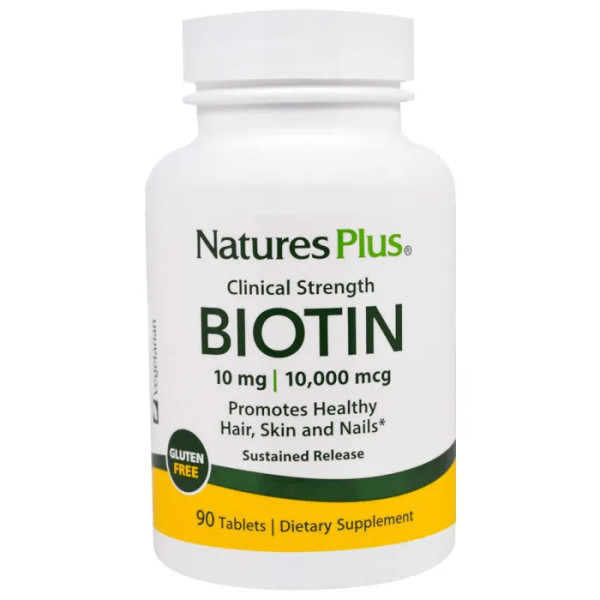 Біотин з уповільненим вивільненням, Biotin, Nature's Plus, 10000 мкг, 90 таблеток