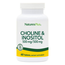 Холін і інозитол, Nature's Plus Choline & Inositol, 500/500 мг, 60 таблеток