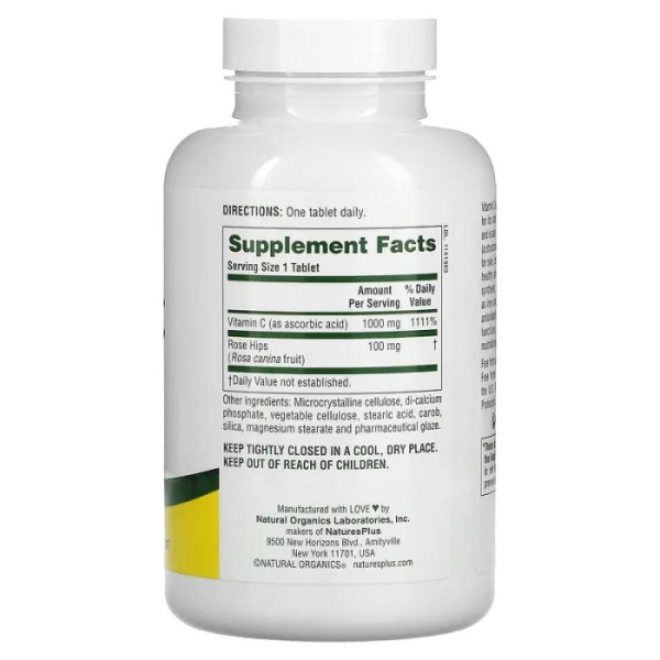 Вітамін C, Vitamin C, Nature's Plus, 1000 мг, 180 таблеток