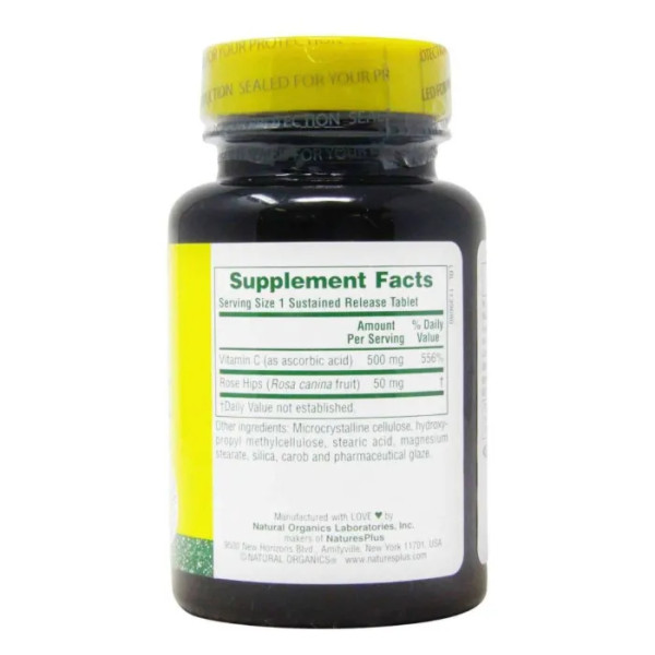 Вітамін С, Vitamin C, Nature's Plus, із уповільненим вивільненням, 500 мг, 90 таблеток