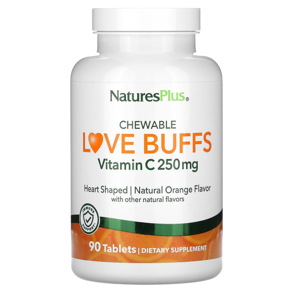 Вітамін С жувальний, Love Buffs Vitamin C, Nature's Plus, апельсиновий смак, 250 мг, 90 таблеток