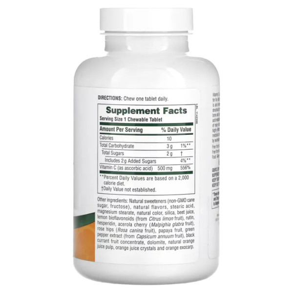 Вітамін С жувальний (апельсин), Vitamin C, Nature's Plus, 500 мг, 90 таблеток