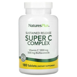 Витамин C 1000/500 мг, с биофлавоноидами, Super C Complex Nature's Plus, 180 таблеток