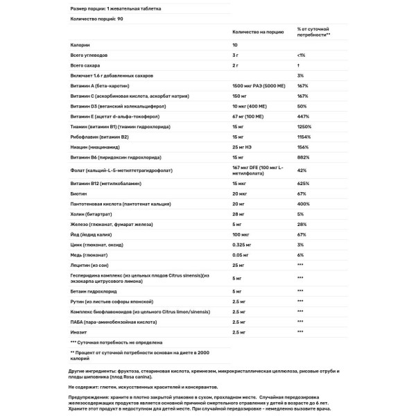 Мультивитамины и минералы со вкусом ананаса, Multi-Vitamin and Mineral, Nature's Plus, для взрослых, 90 жевательных таблеток