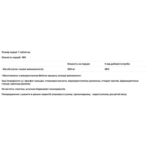 Магній, Magnesium, Nature's Plus, 200 мг, 180 таблеток