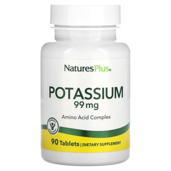 Калій, Potassium, Nature's Plus, 99 мг, 90 таблеток