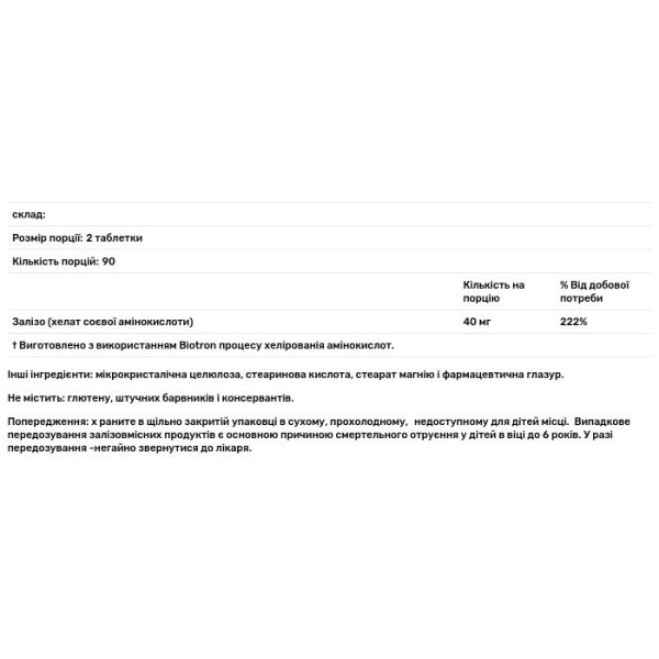 Залізо, Iron, Nature's Plus, 40 мг, 180 таблеток