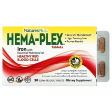 Вітаміни та мінерали, із залізом, пролонговане вивільнення, Hema-Plex Nature's Plus, 30 таблеток