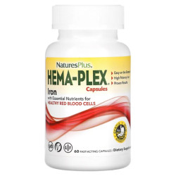 Витамины и минералы, Nature's Plus Hema Plex, 60 быстрорастворимых вегетарианских капсул