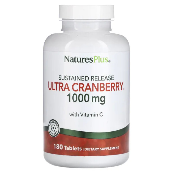 Журавлина, Ultra Cranberry, NaturesPlus, 1000 мг, 180 таблеток з пролонгованим вивільненням