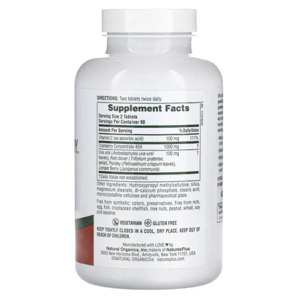 Журавлина, Ultra Cranberry, NaturesPlus, 1000 мг, 180 таблеток з пролонгованим вивільненням