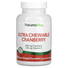 Журавлина + вітамін C, Nature's Plus Cranberry With Vitamin C, журавлина-полуниця, 90 жувальних таблеток