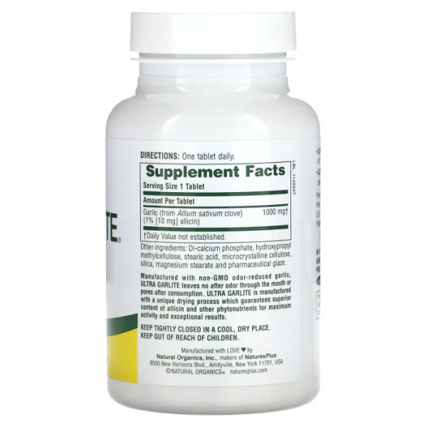 Часник, Sustained Release Ultra Garlite, NaturesPlus, 1000 мг, 90 таблеток