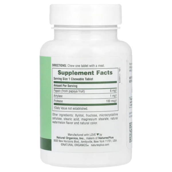 Фермент папайї, Papaya Enzyme, Nature's Plus, 180 жувальних таблеток