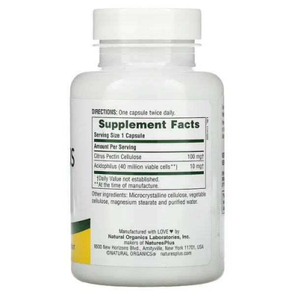 Пробіотик, Acidophilus Lactobacillus, Nature's Plus, 90 капсул
