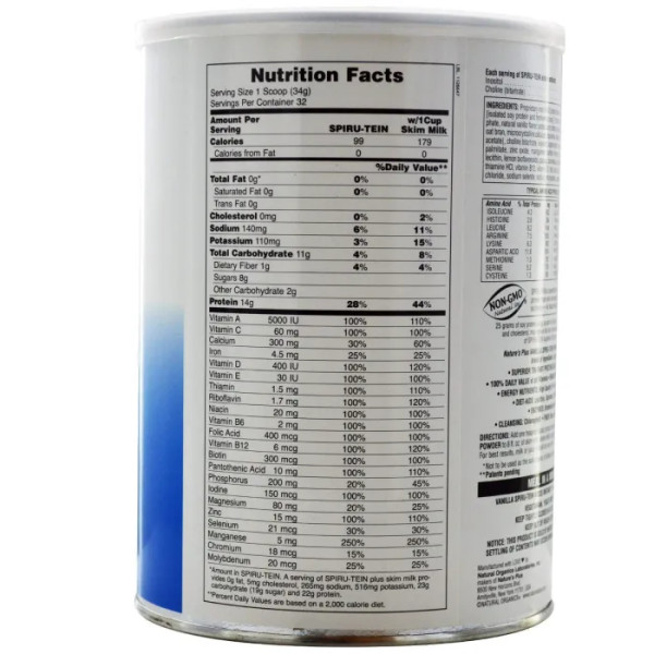 Енергетичний напій з високим вмістом білка, Protein Energy Meal, Nature's Plus, Spiru-Tein, смак ванілі, 1088 г