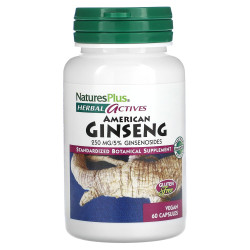 Женьшень американский, Nature's Plus American Ginseng, 250 мг, 60 капсул