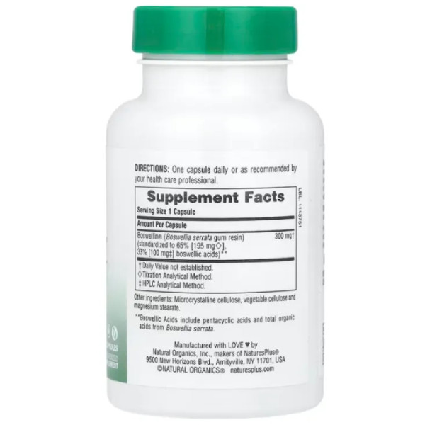 Босвелія (Boswellin), Nature's Plus, Herbal Actives, 300 мг, 60 капсул