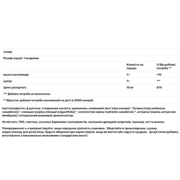 Цинк з трав'яними екстрактами, Immun Actin, Nature's Plus, Herbal Actives, смак вишні, 60 льодяників