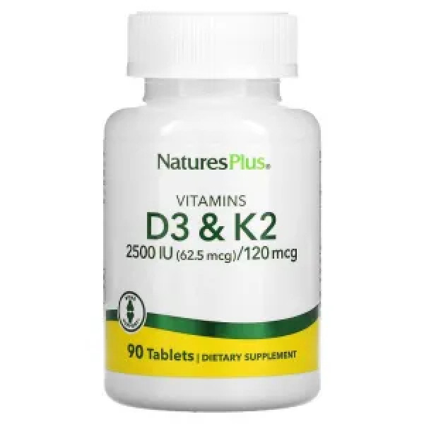 Вітаміни D3 та K2, Vitamins D3 & K2, Nature's Plus, 90 таблеток