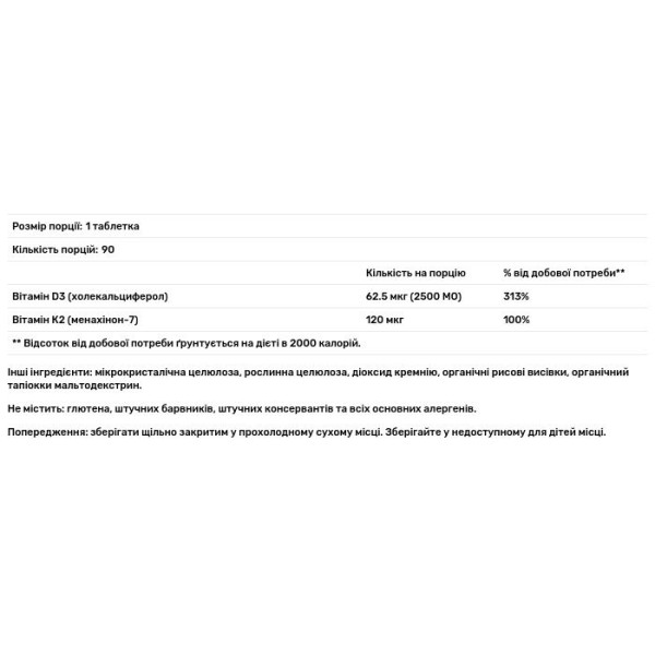 Вітаміни D3 та K2, Vitamins D3 & K2, Nature's Plus, 90 таблеток