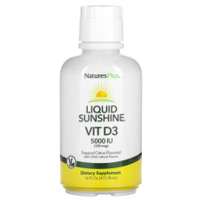 Вітамін D3 125 мкг (5000 МО) рідкий, смак тропічних цитрусів, NaturesPlus Vitamin D3 Liquid Sunshine, 473,18 мл