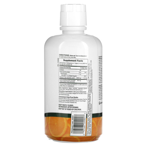Вітамін С рідкий (апельсин), Liquid Vitamin C, Nature's Plus, 1000 мг, 887,10 мл