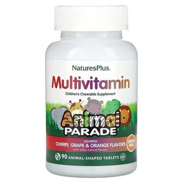 Вітаміни для дітей, Multi-Vitamin and Mineral, Nature's Plus, Animal Parade, фруктове асорті, 90 жувальних цукерок у формі тварин
