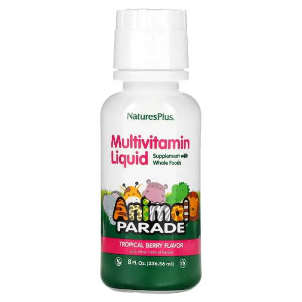 Вітаміни для дітей, Children's Multi-Vitamin, Nature's Plus, Animal Parade, ягідний смак, 236.56 мл.