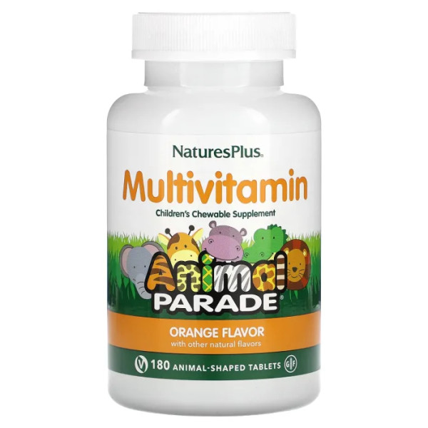 Вітаміни для дітей, Children's Multi-Vitamin, Nature's Plus, Animal Parade, смак апельсина, 180 тварин