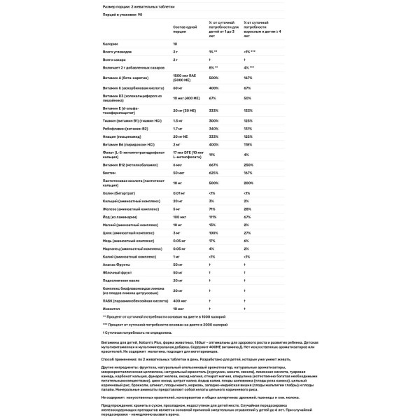 Вітаміни для дітей, Children's Multi-Vitamin, Nature's Plus, Animal Parade, смак апельсина, 180 тварин