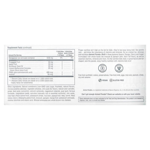 Вітаміни для дітей (Children's Multi-Vitamin), Nature's Plus, Animal Parade, вишня, виноград та апельсин, 180 жувальних таблеток у формі тварин