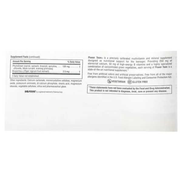 Мультивітаміни для підлітків, Power Teen, Nature's Plus, Source of Life, 90 таблеток