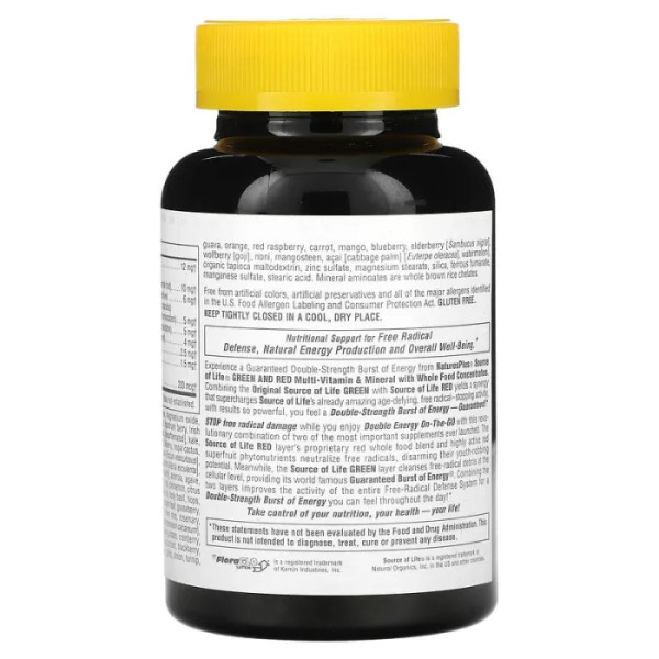 Суперфуд, Green and Red Mini-Tabs, Nature's Plus, Source of Life, 180 таблеток